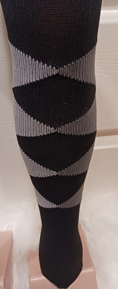 Knee High Socks With Gray Diamond Pattern In Black Size S/M - Picture 5 of 6